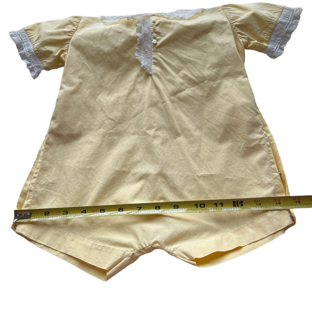 Miss L. Brogan Inc. New York Vintage Yellow Lace Cotton Romper Pearl Button Snap - Picture 12 of 15
